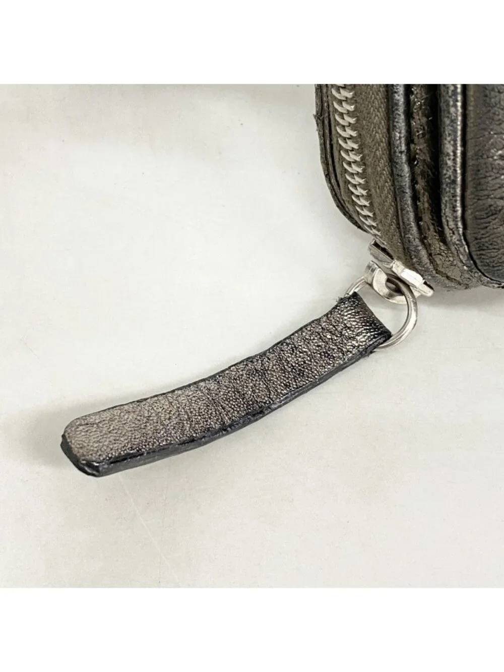 Chanel Shoulder Bag Quilted Leather Gray Silver